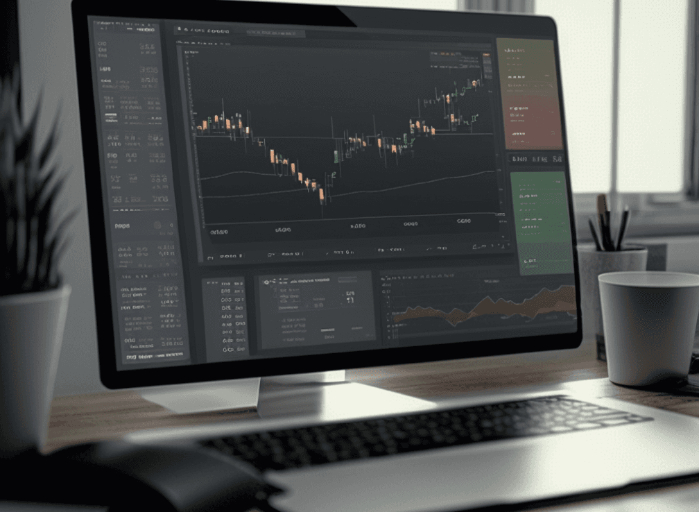 Bildschirm, auf dem Kurse von Währungen zu sehen sind